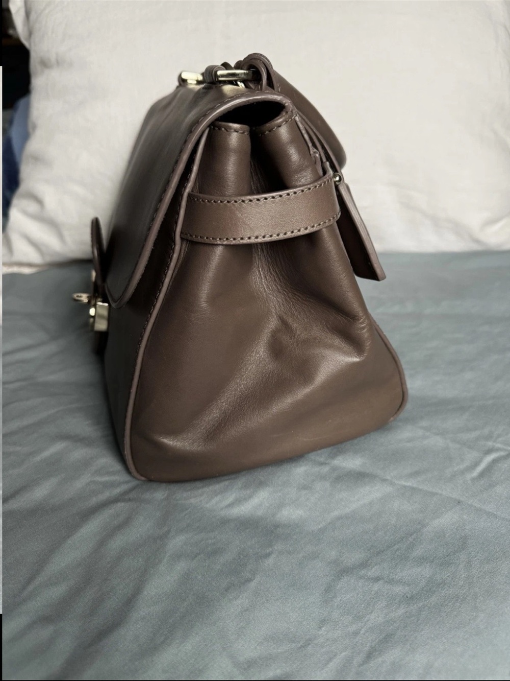 Mulberry Brown Leather Top-Handle Satchel with Detachable Strap - Picture 14 of 16
